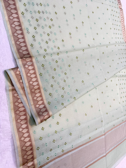 Pista green shade kota designer embroidery Banarasi saree