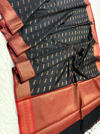 Black maroon shade premium soft silk Banarasi saree
