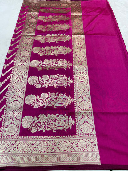 Magenta shade katan Banarasi silk Saree