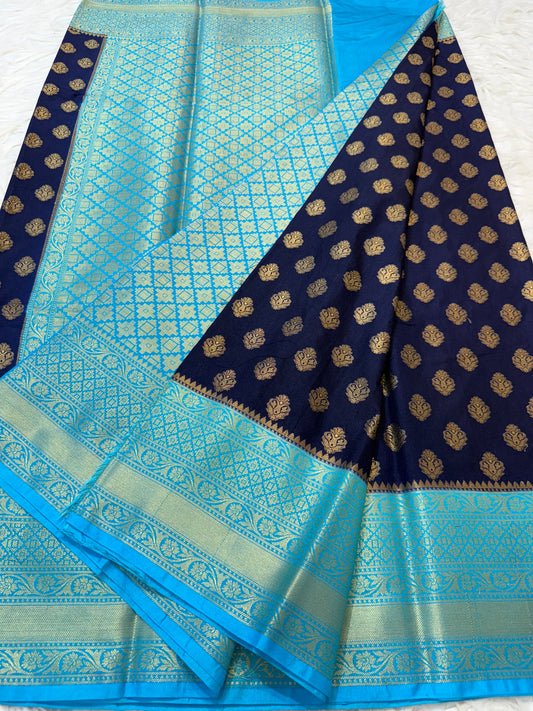 Nevy sea green shade Dupion Silk Banarasi Saree 