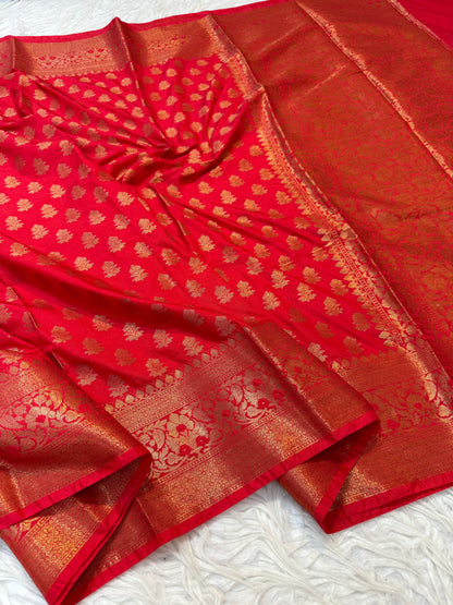 Red shade Dupion Silk premium Banarasi Saree
