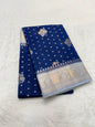 Royal blue & silver shade raw mango Banarasi premium Banarasi saree