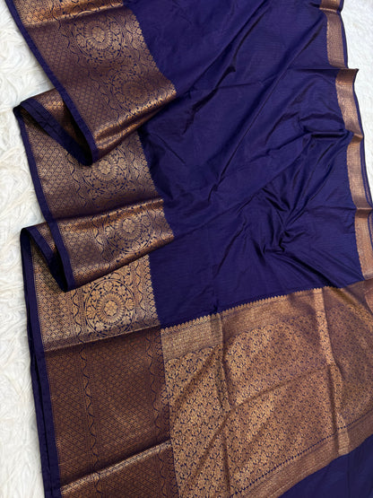 Navy shade dupion silk premium Banarasi saree