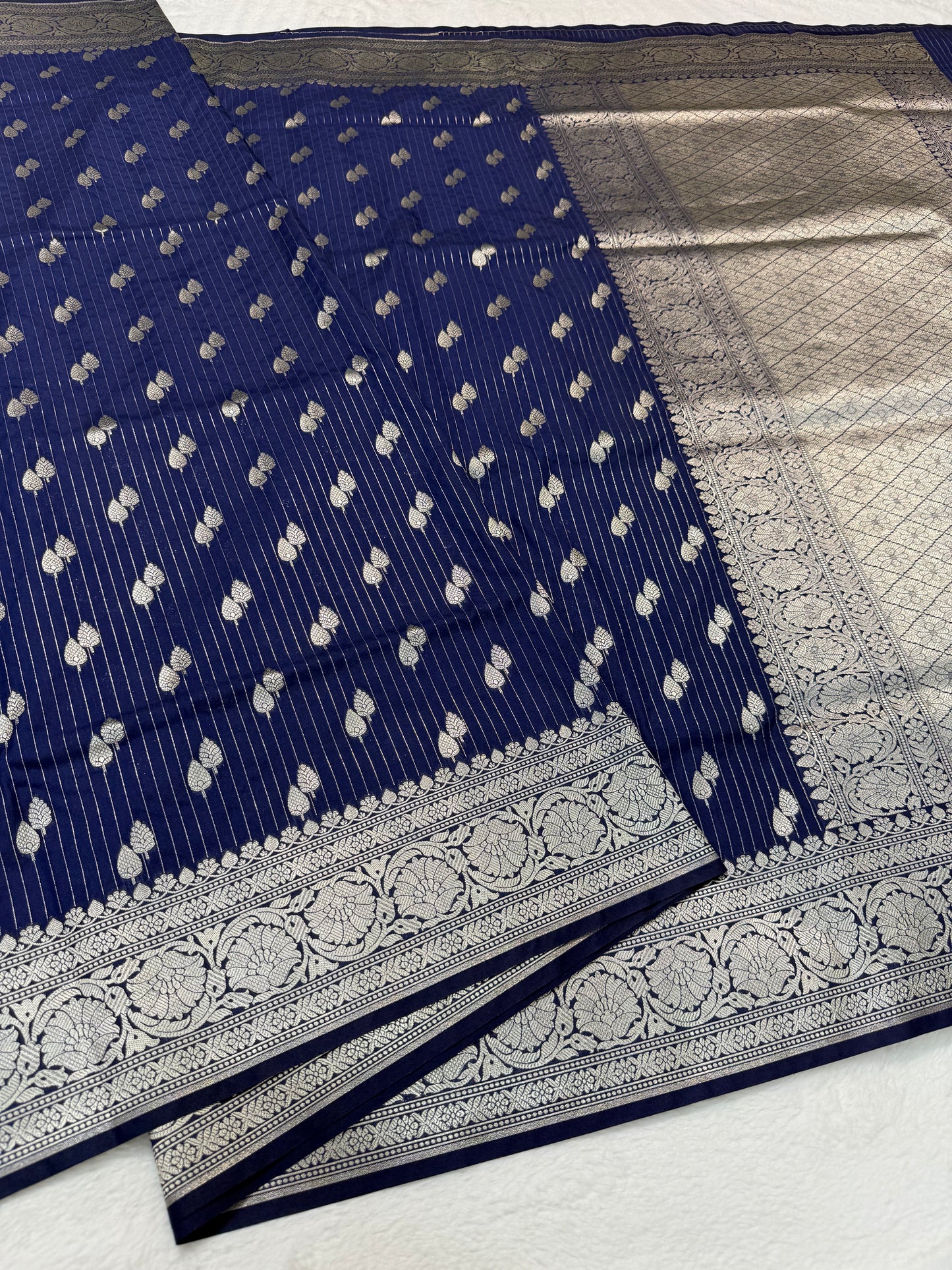 Navy Blue shade katan Banarasi silk Saree