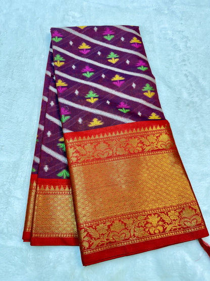 Multicolour cotton silk premium Banarasi saree