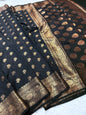 Black shade Dupion Silk premium Banarasi Saree