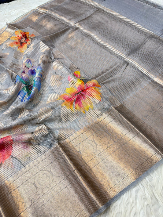 Kota digital print Banarasi saree