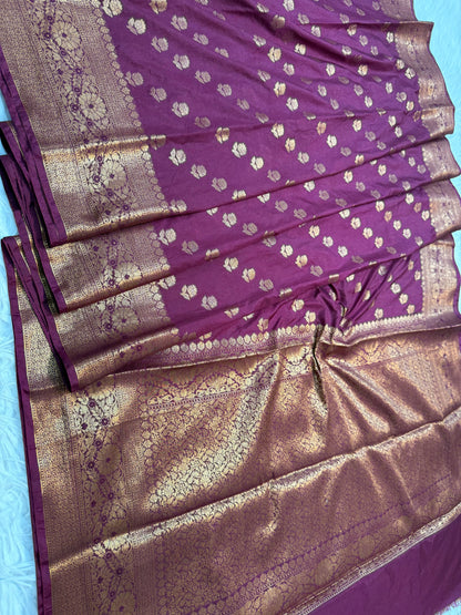 Magenta shade Dupion Silk premium Banarasi Saree