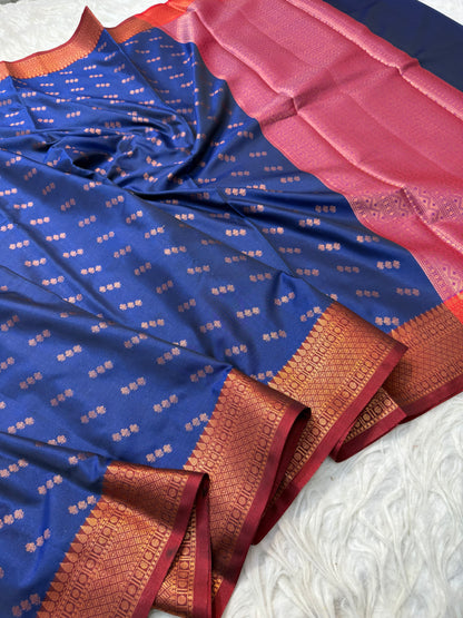 nevy maroon shade premium soft silk Banarasi saree