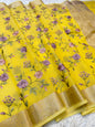Yellow shade kota  embroidery Banarasi saree