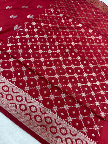 Red shade katan Banarasi silk Saree