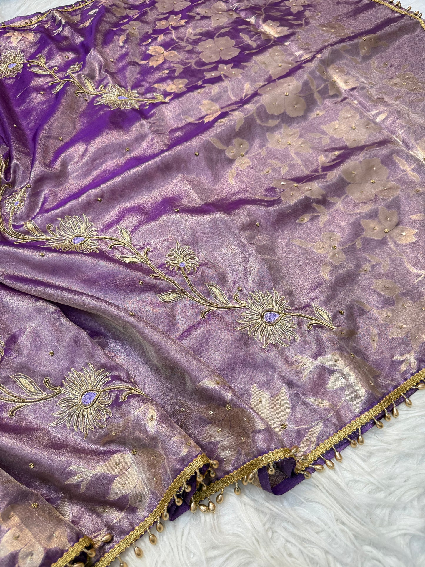 Tissue Aari Work Banarasi silk saree