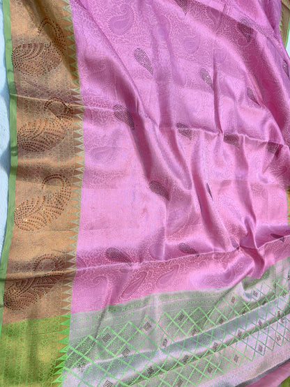 Multicolour shade zari brocade swarovski work Banarasi saree