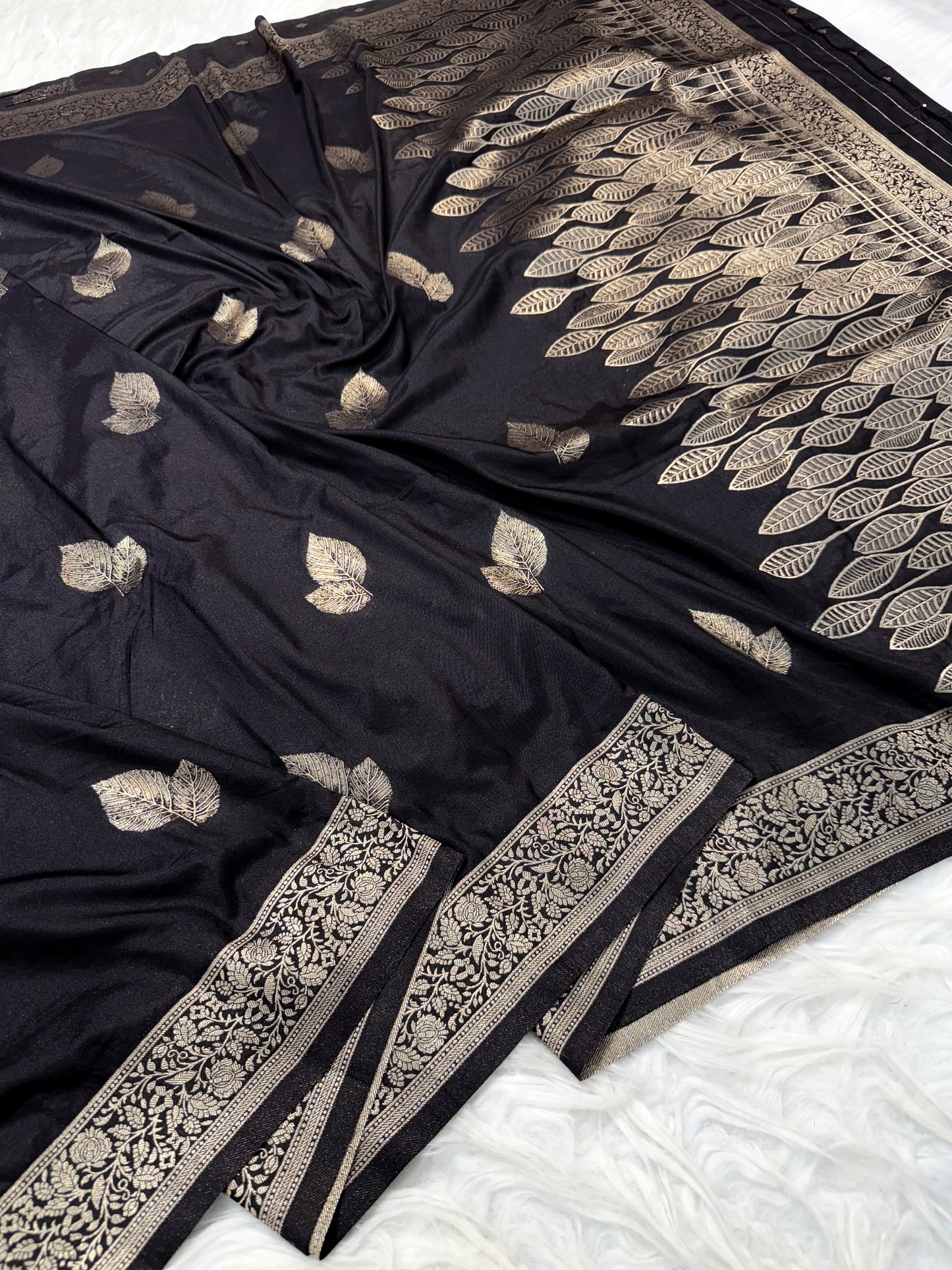 Black premium soft silk Banarasi saree