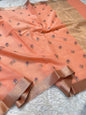 Peach shade cotton kota embroidery Banarasi saree