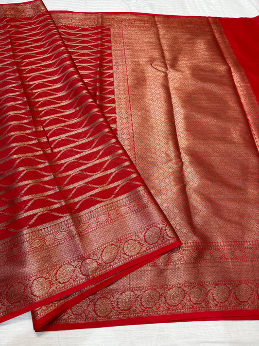 Red  shade georgatte Banarasi saree