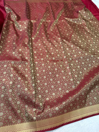 Maroon shade mashru silk premium Banarasi silk Saree