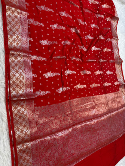 Red shade Raw mango soft silk banarasi saree
