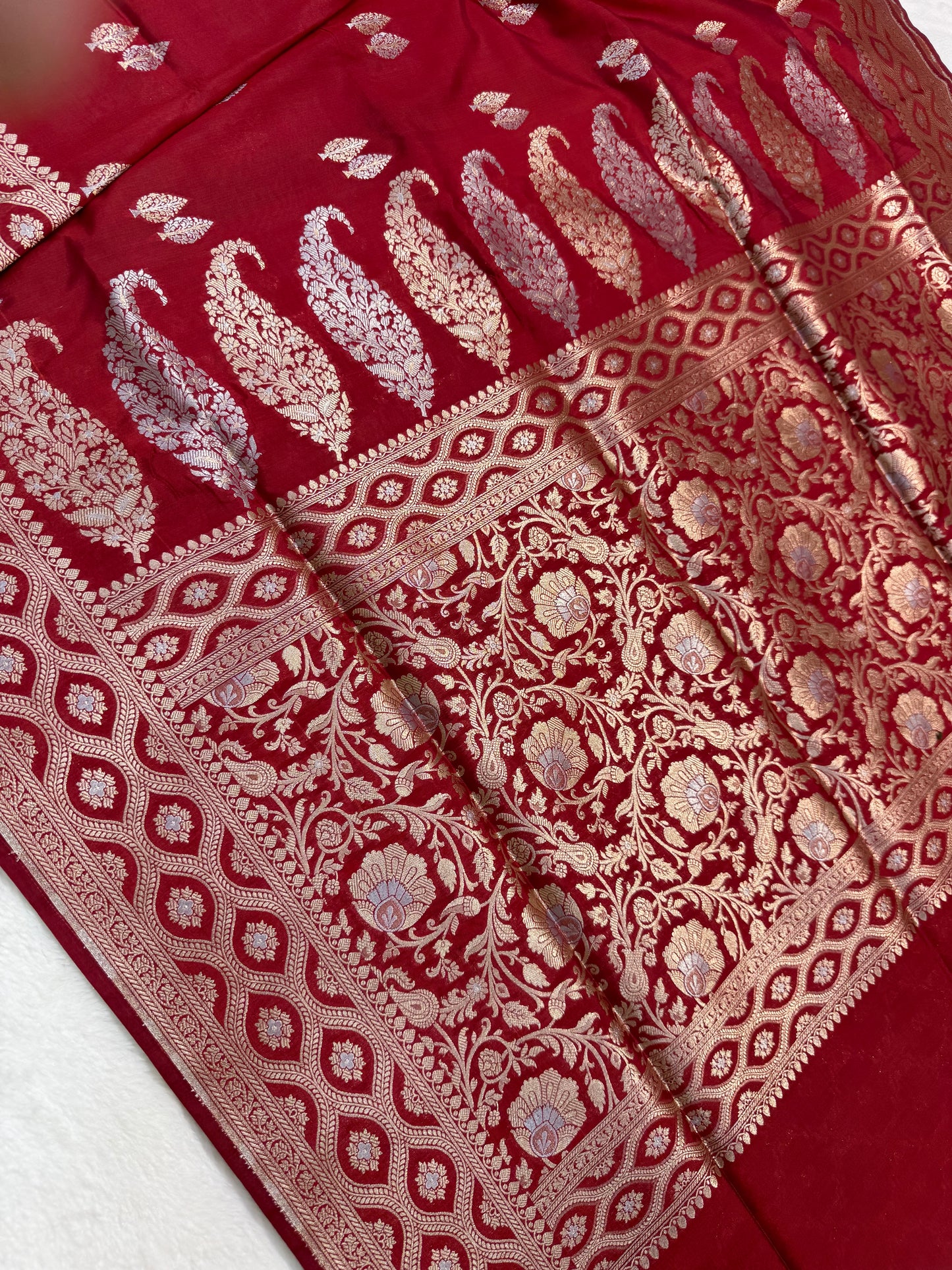 Red shade katan Banarasi silk Saree