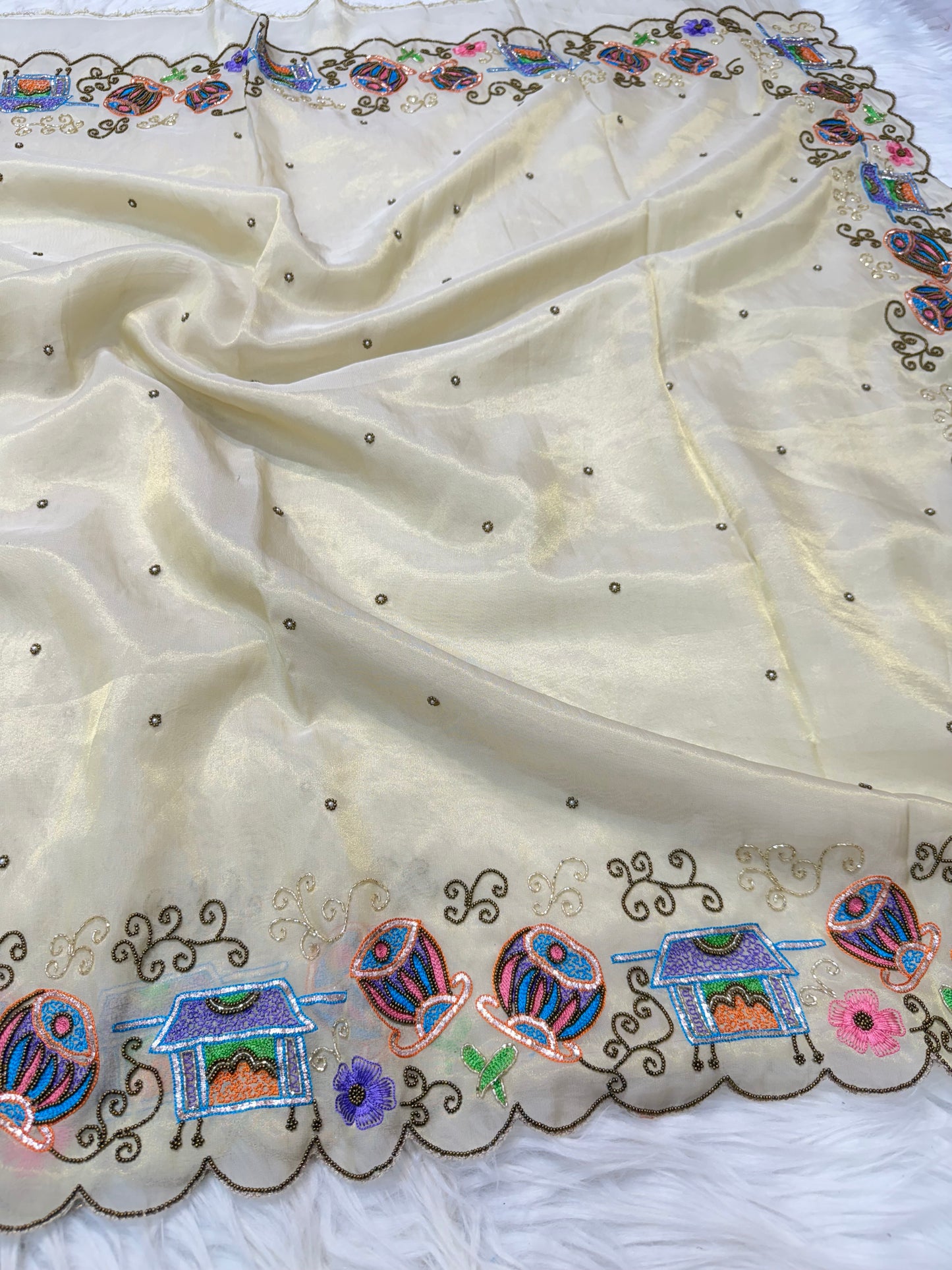 Tissue Aari Work Banarasi silk saree