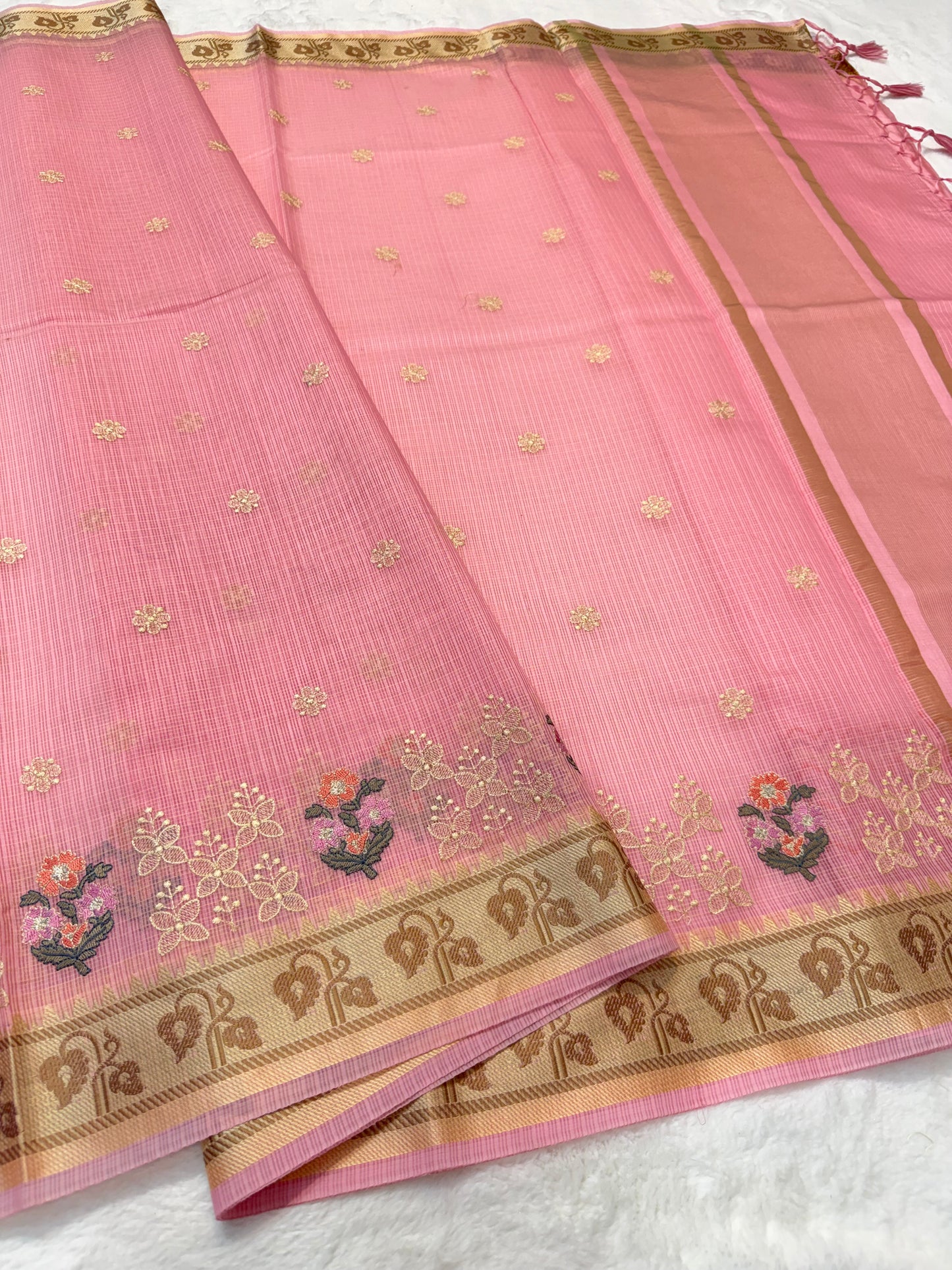 Pink shade kota designer embroidery Banarasi saree