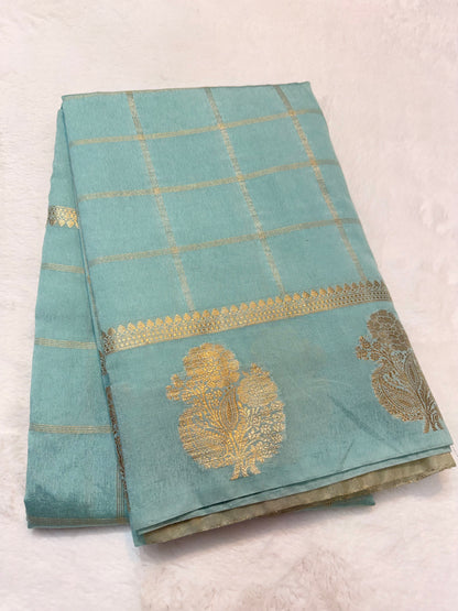 Sea green shade raw mango  premium Banarasi saree