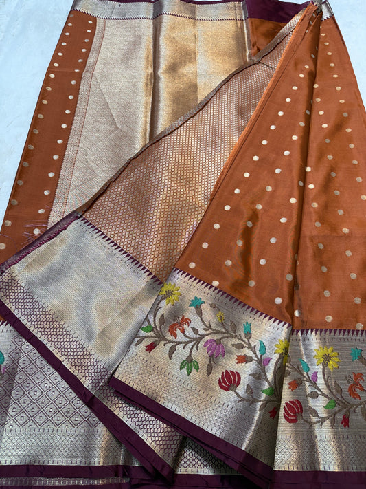 Maroon Soft Silk Pathni Border Premium Banarasi Saree