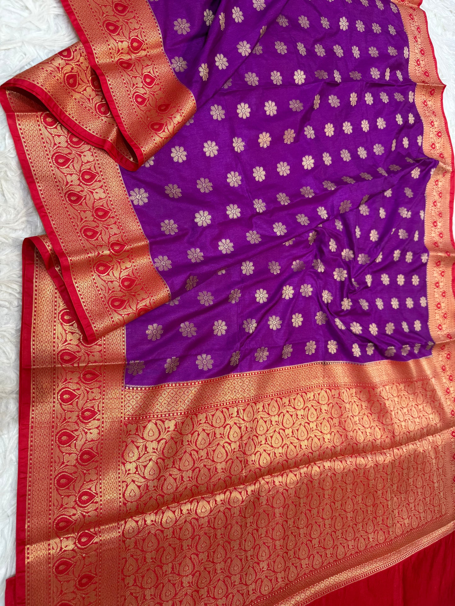 magenta & red shade  Dupion Silk premium Banarasi Saree