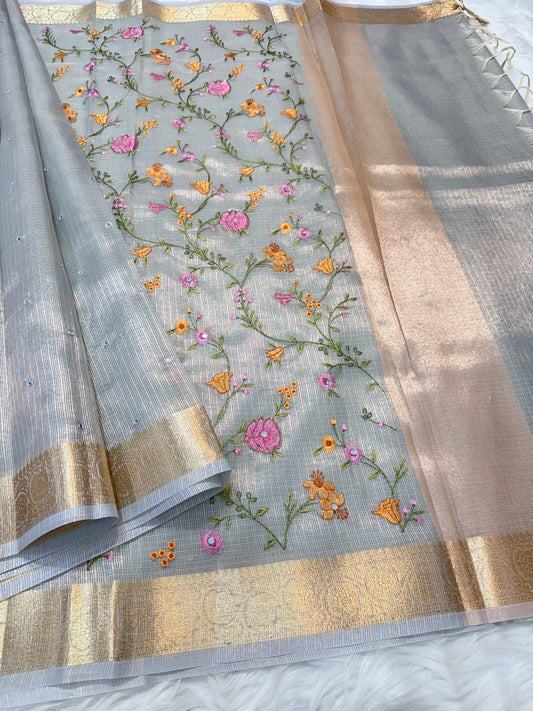 Banaras tissue kota fancy work saree
