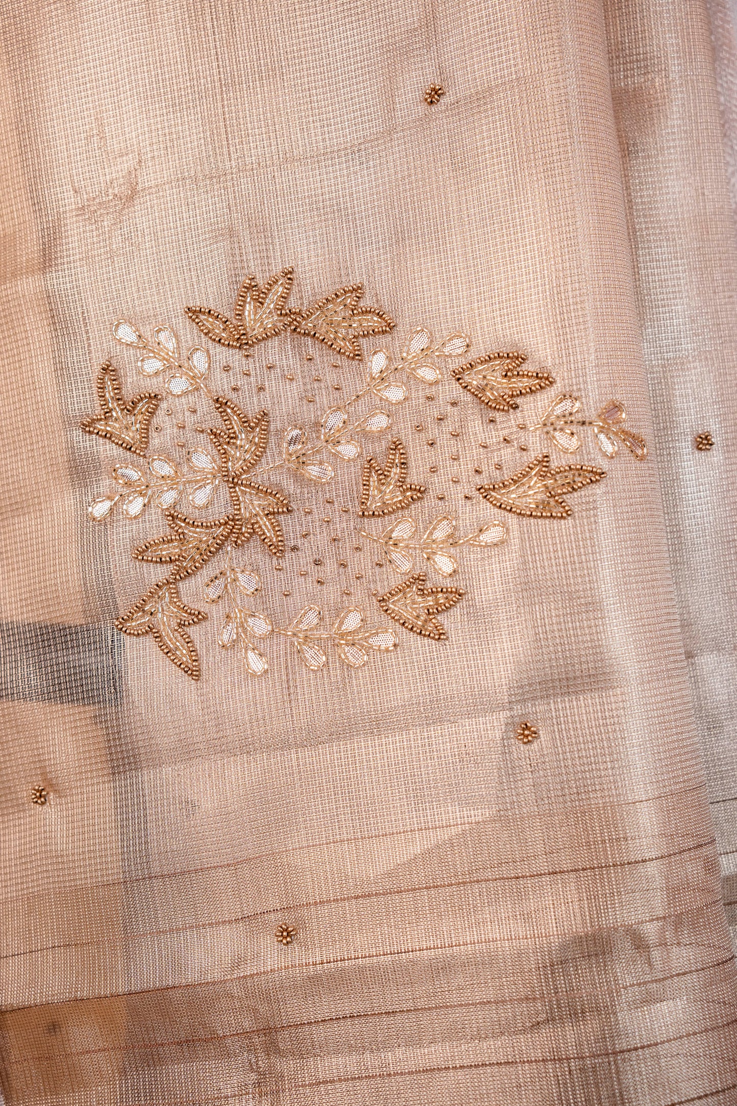 Beige shade tissue designer hand work Banarasi saree