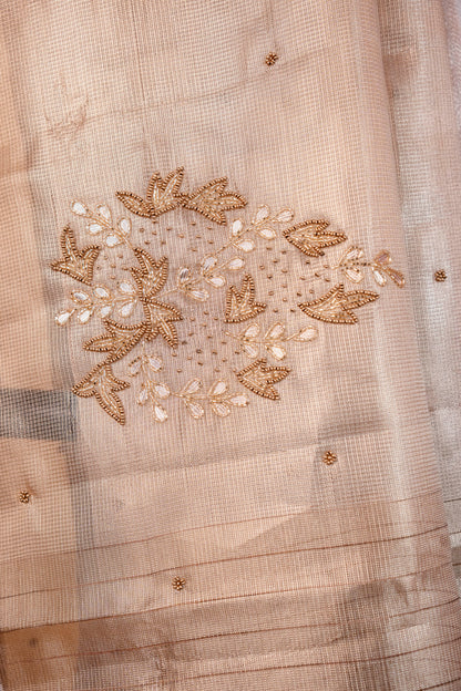 Beige shade tissue designer hand work Banarasi saree
