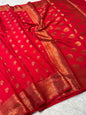 Red shade Dupion Silk premium Banarasi Saree