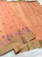 Peach shade linen embroidery premium Banarasi saree