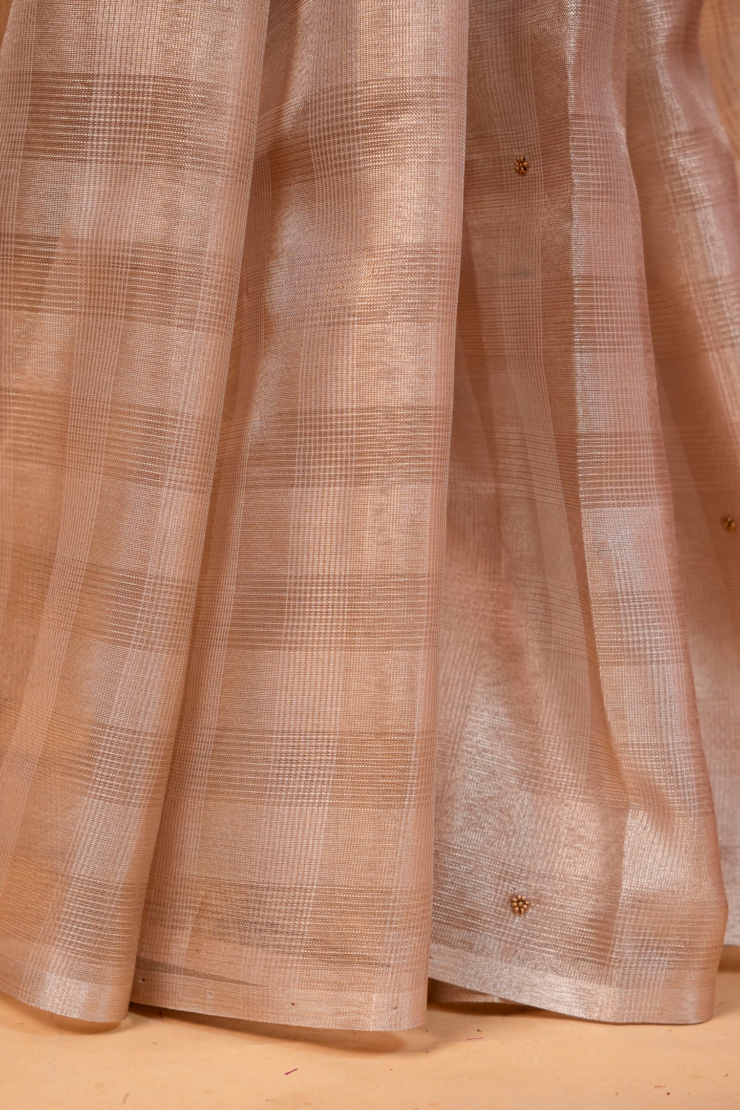 Beige shade tissue kota designer hand work Banarasi saree