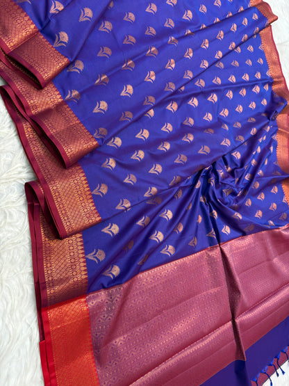 Nevy maroon shade premium soft silk Banarasi saree
