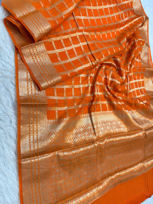 Semi Raw mango banarasi saree