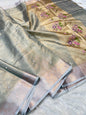 Light slate blue shade kota tissue kota designer embroidery handwork premium Banarasi saree