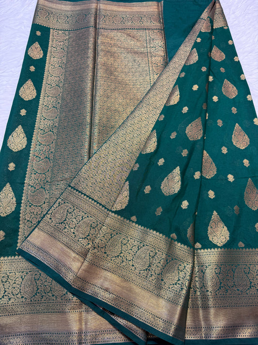 Bottle green shade georgette Banarasi saree