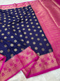 Nevy & royal pink shade  Dupion Silk premium Banarasi Saree