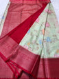 multicolour soft Dupion silk digital  print Banarasi saree