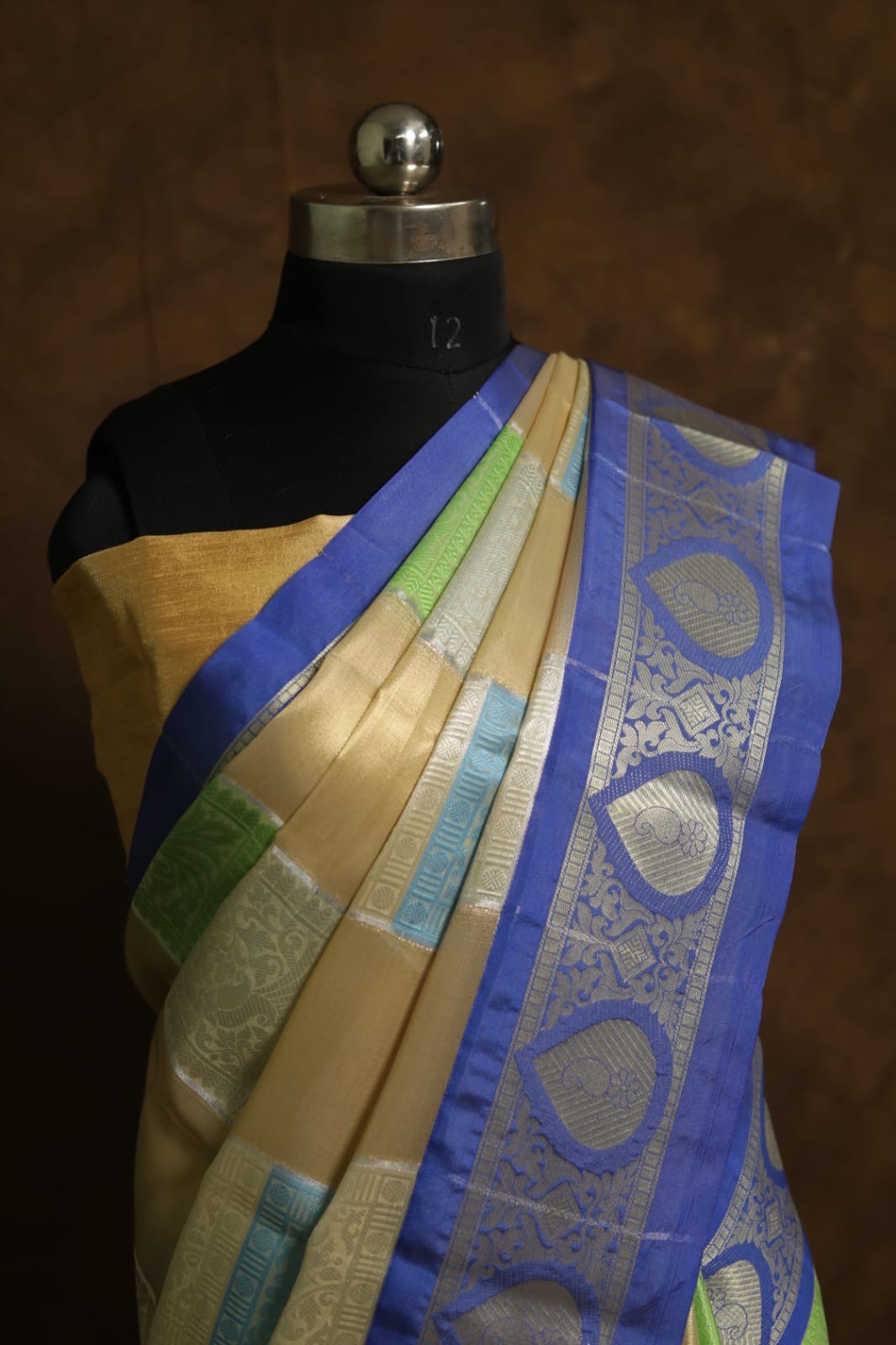 Multicolour shade tissue organza Banarasi saree