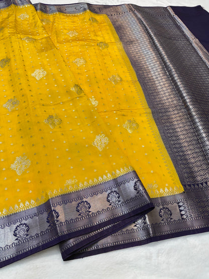 Mango & magenta shade raw mango Banarasi premium Banarasi saree