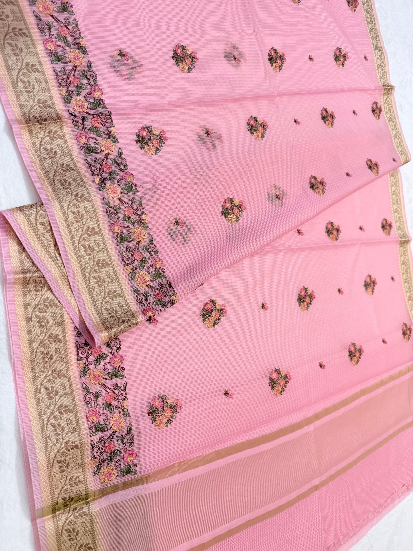 Pink shade kota designer embroidery Banarasi saree