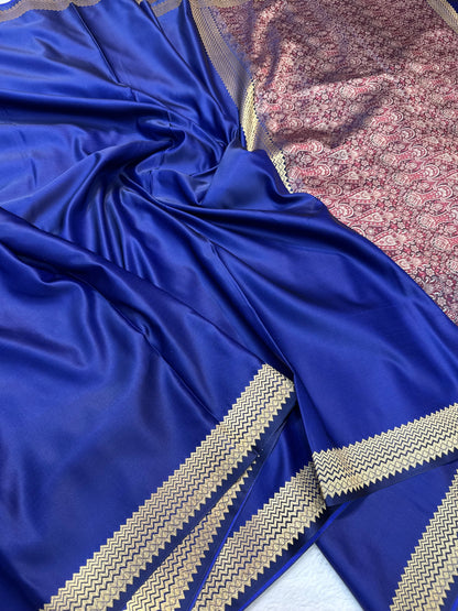 Navy shade mashru silk premium Banarasi silk Saree