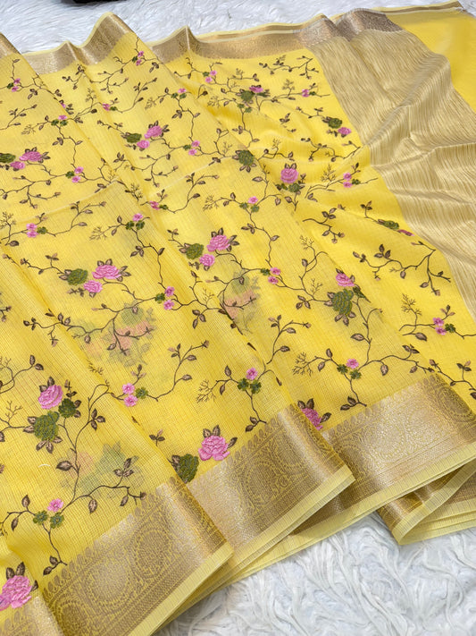 Kota fancy embroidery Banarasi saree
