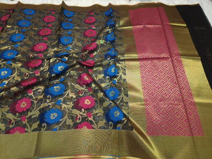 Multicolour shade supernet silk premium  Banarasi saree