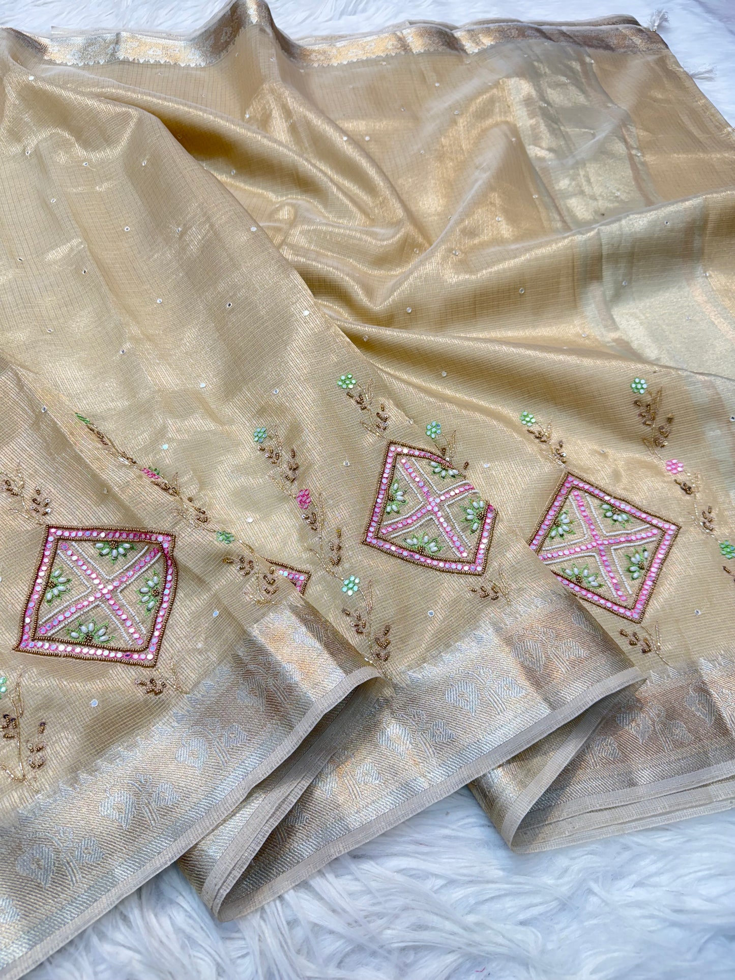 Tissue Kota handwork Banarasi Sarees