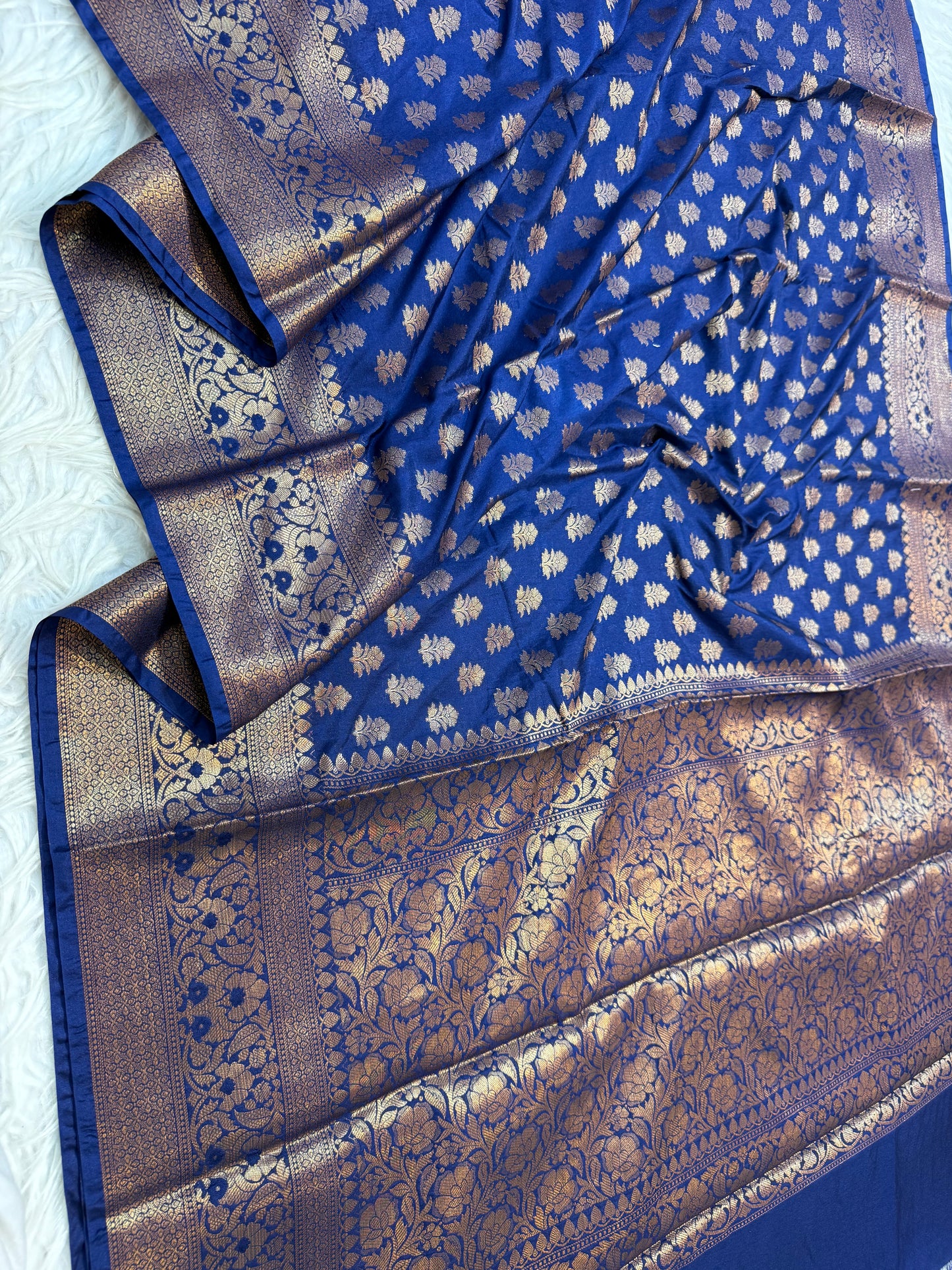 Royal blue shade Dupion Silk premium Banarasi Saree