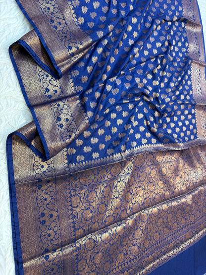 Royal blue shade Dupion Silk premium Banarasi Saree