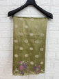 Pista green tissue cutwork embroidery premium designer Banarasi saree